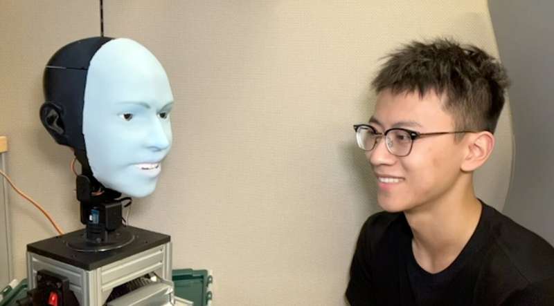 Robotic face makes eye contact, uses AI to anticipate and replicate a person
